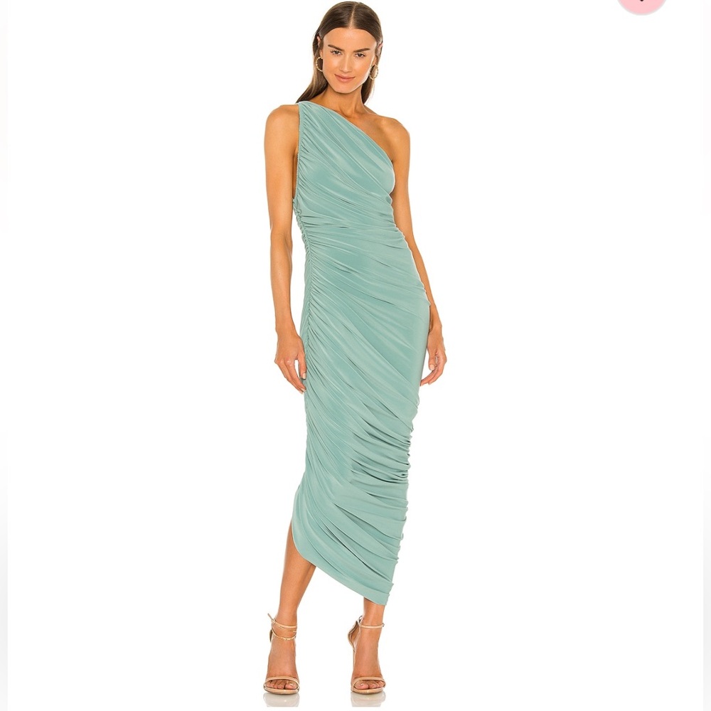 Norma Kamali One Shoulder Dress in Mint Green